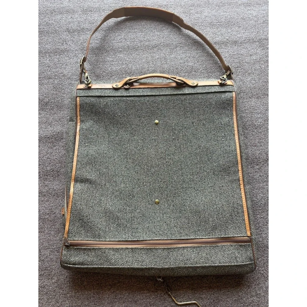 Hartmann Tan Tweed Garment Bag⭐️W/ Leather Trim and Shoulder Strap for Travel⭐️